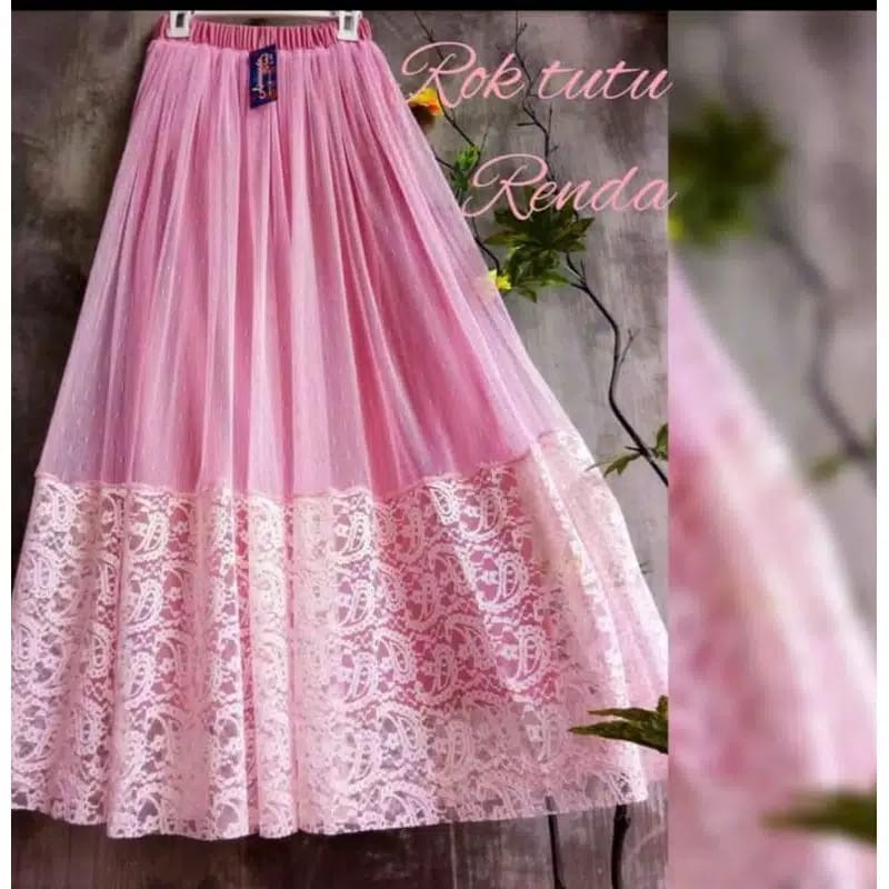 ROK TUTU RENDA BAWAH / ROK TUTU IMPORT / ROK KERJA / ROK MOTIF BUNGA