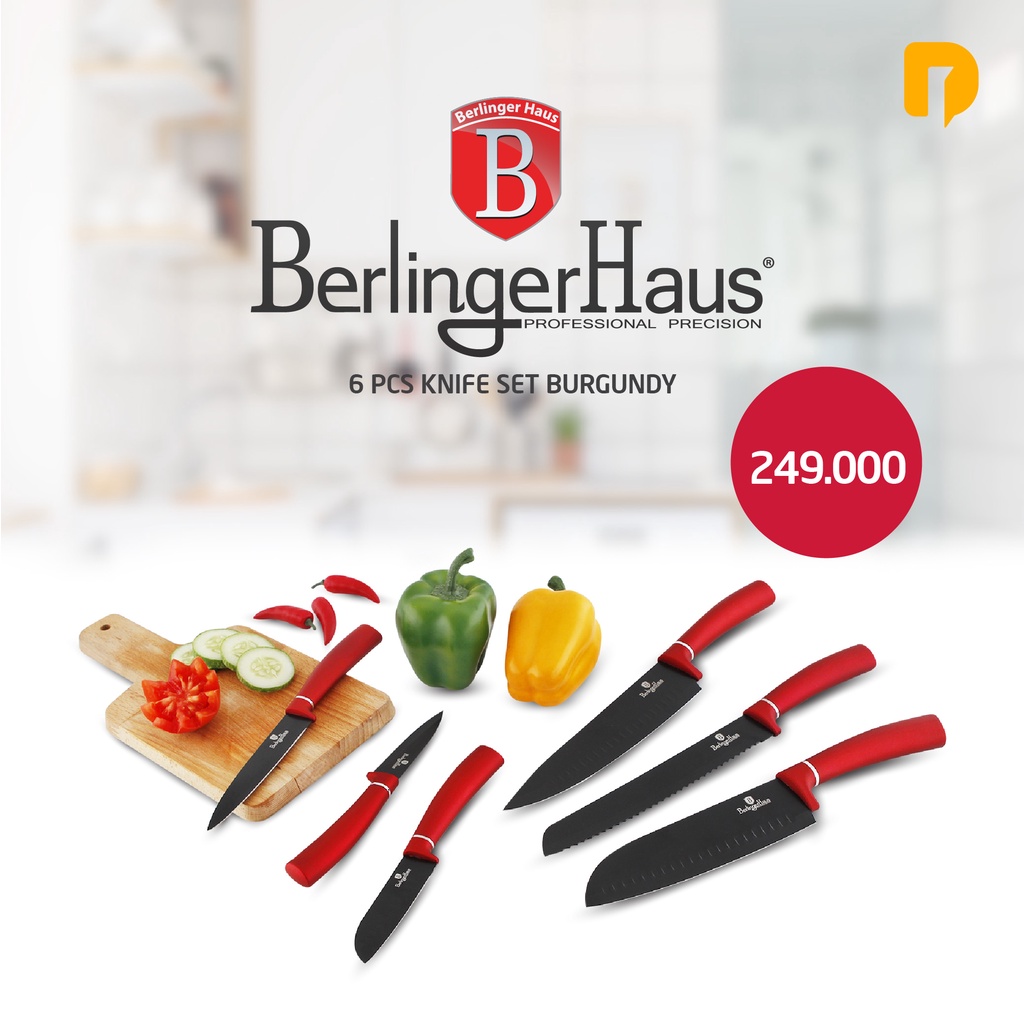 BERLINGER HAUS 6 PCS KNIFE SET BURGUNDY