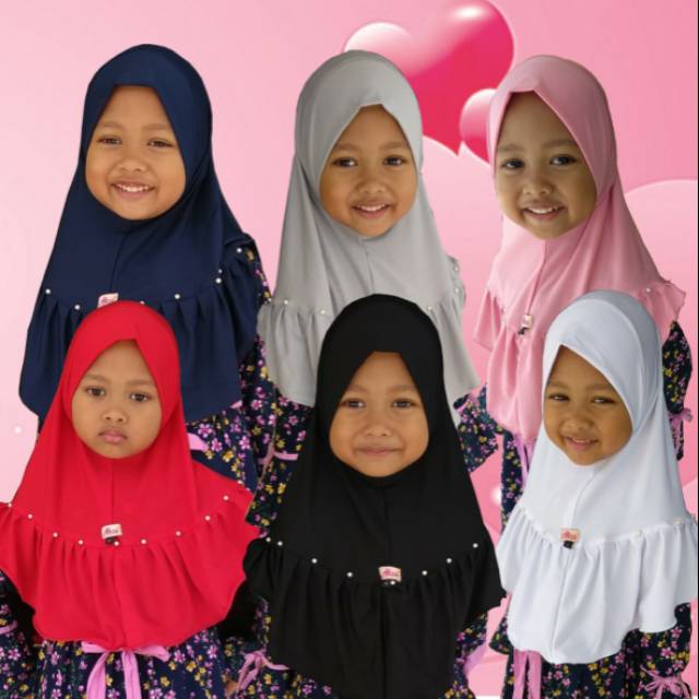 Hijab Anak Premium Jersey Pinguin Ahza / Jilbab Bayi Syria Baby Mutiara