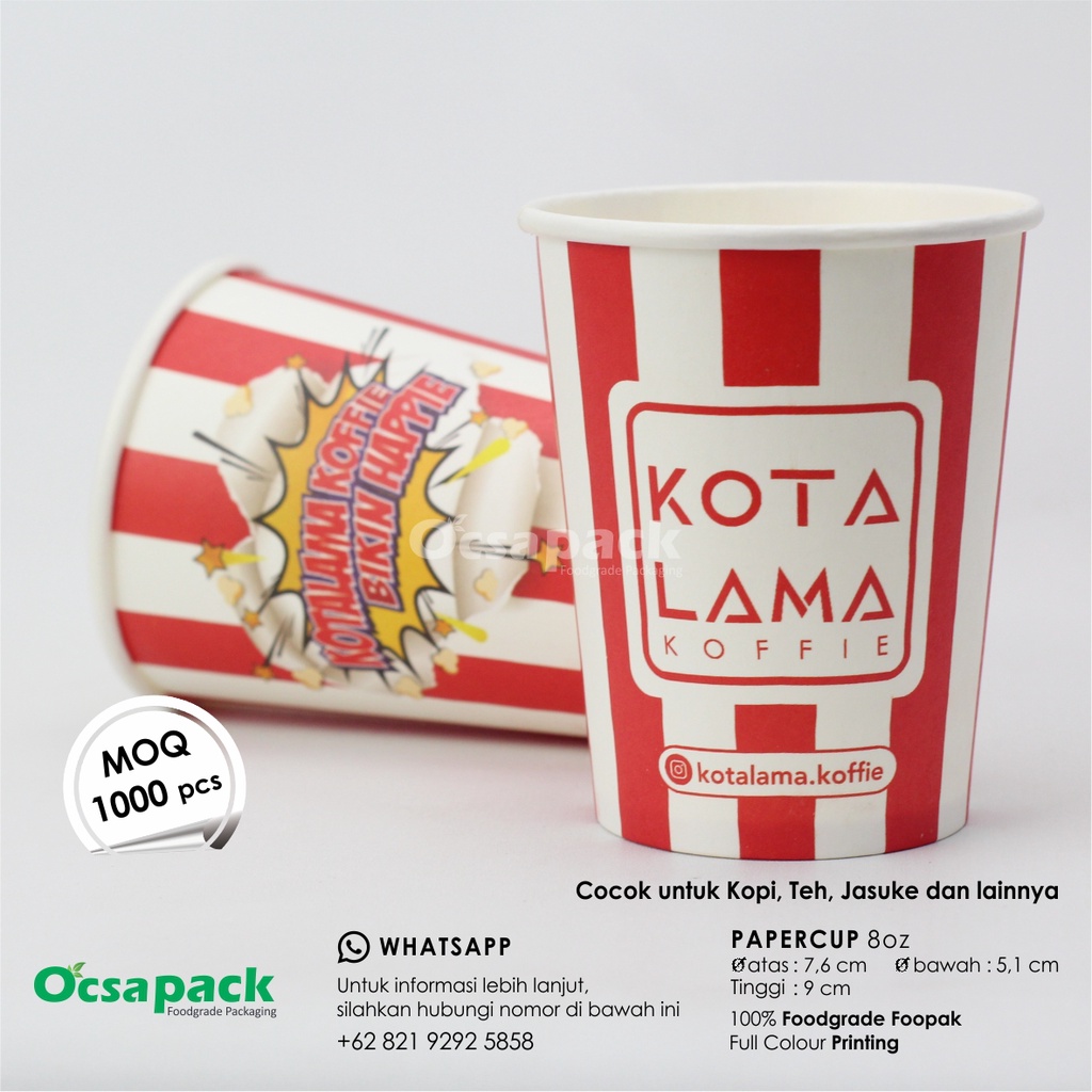 Jual Paper Cup Gelas Kertas 8oz Custom Printing Order Tanpa Tutup Shopee Indonesia 9604