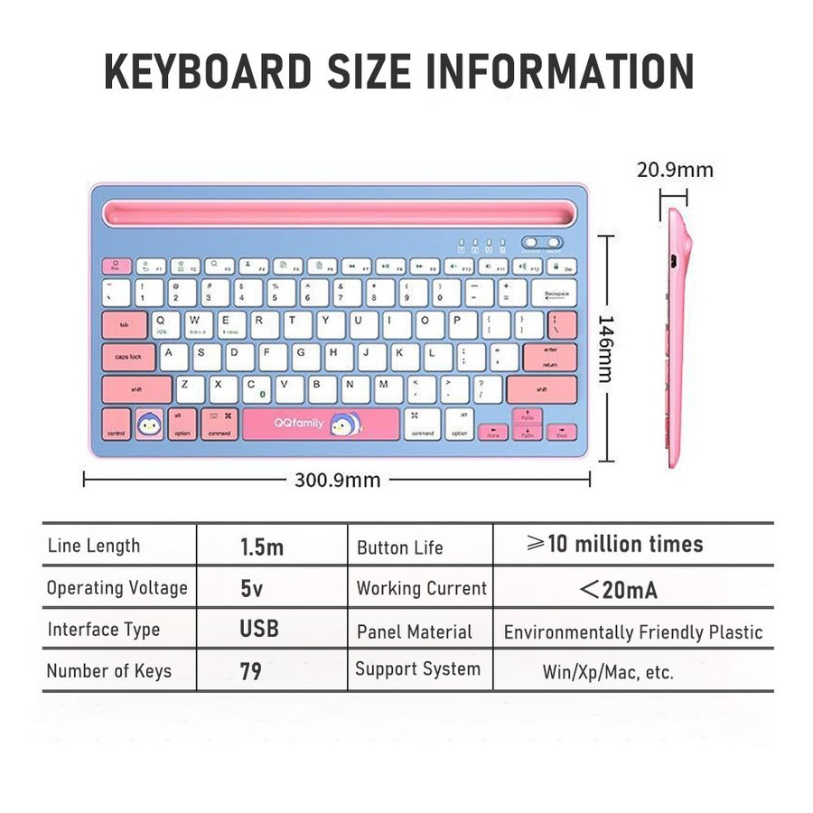 Keyboard QQ Fashion QK300 - Bluetooth Wireless - Rechargeable