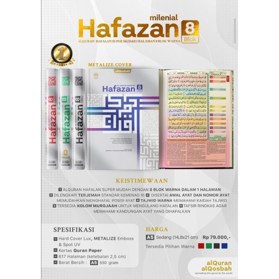 

AL QUR'AN HAFAZAN 8 BLOK NON PERKATA COVER MILLENIAL,AL QUR'AN HAFALAN UKURAN A5
