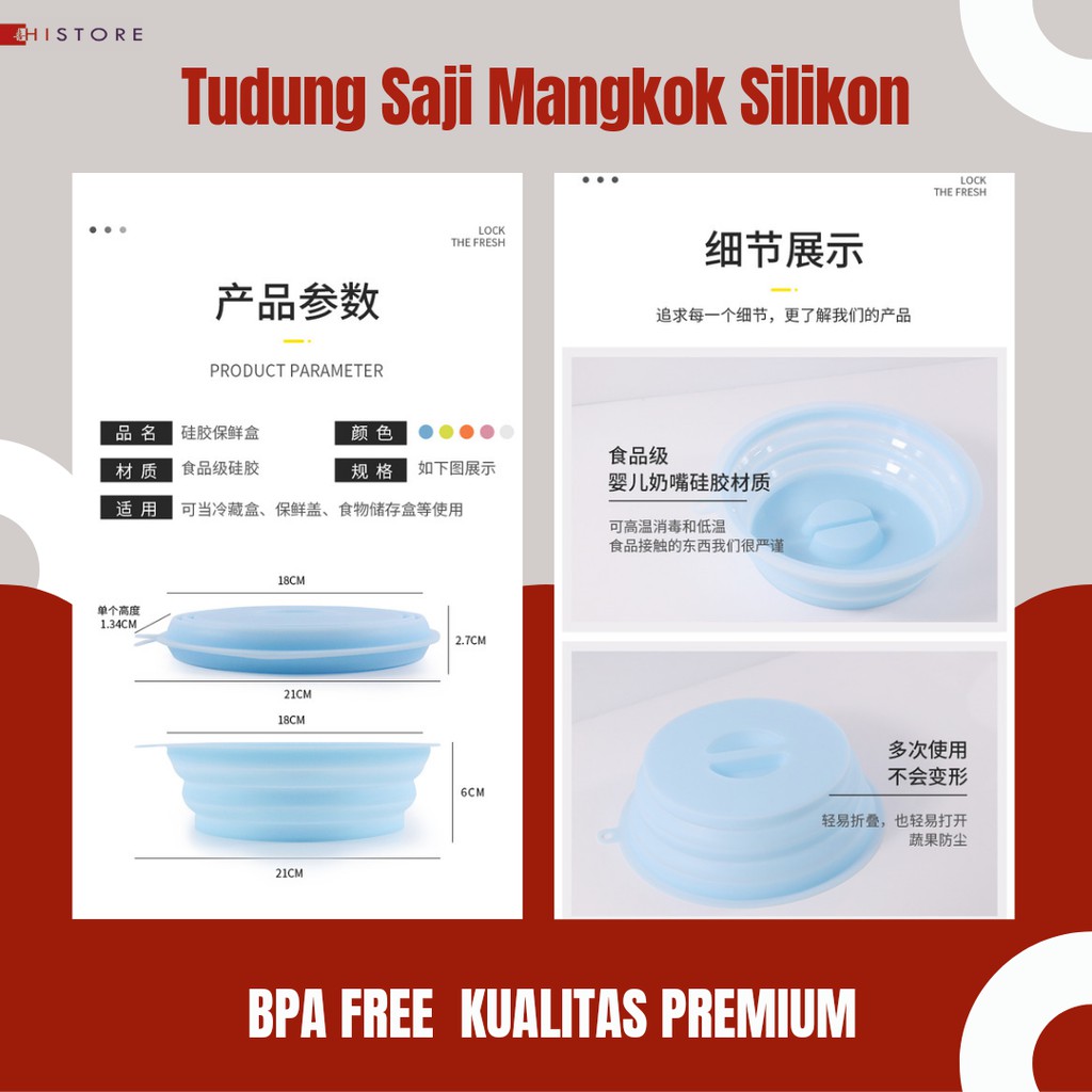 [HI] TUDUNG SAJI MANGKOK SILICONE KEDAP UDARA SILICONE FOOD GRADE BPAFREE SERBAGUNA TAHAN PANAS