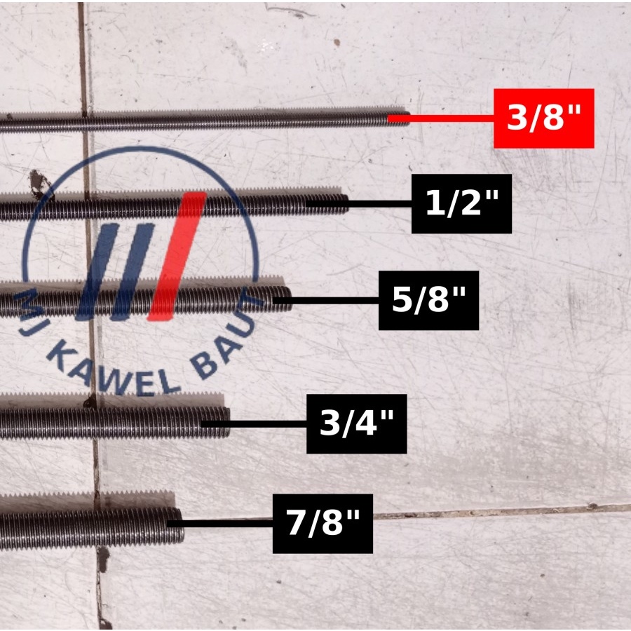 Studbolt / Asdrat Besi 3/8 " Inch Panjang 1 Meter Long Drat