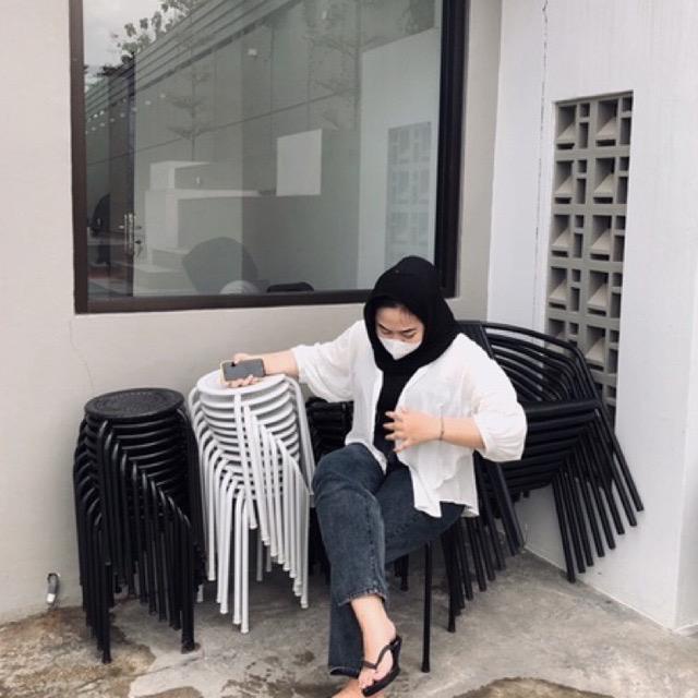 BEFAST - ZEC OOTD Kemeja CRINA / Calani Oversize Batwing RAYON DIAMOND Shirt / Pakain Wanita Lengan Panjang / Outer Polos / Kemeja Kekinian Remaja Wanita / Terlaris / Kem Casual / Fashion Wanita Kerja