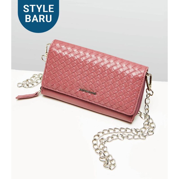 Dompet sling Wovenna dark pink wallet sophie martin paris official original terbaru promo dompet pan