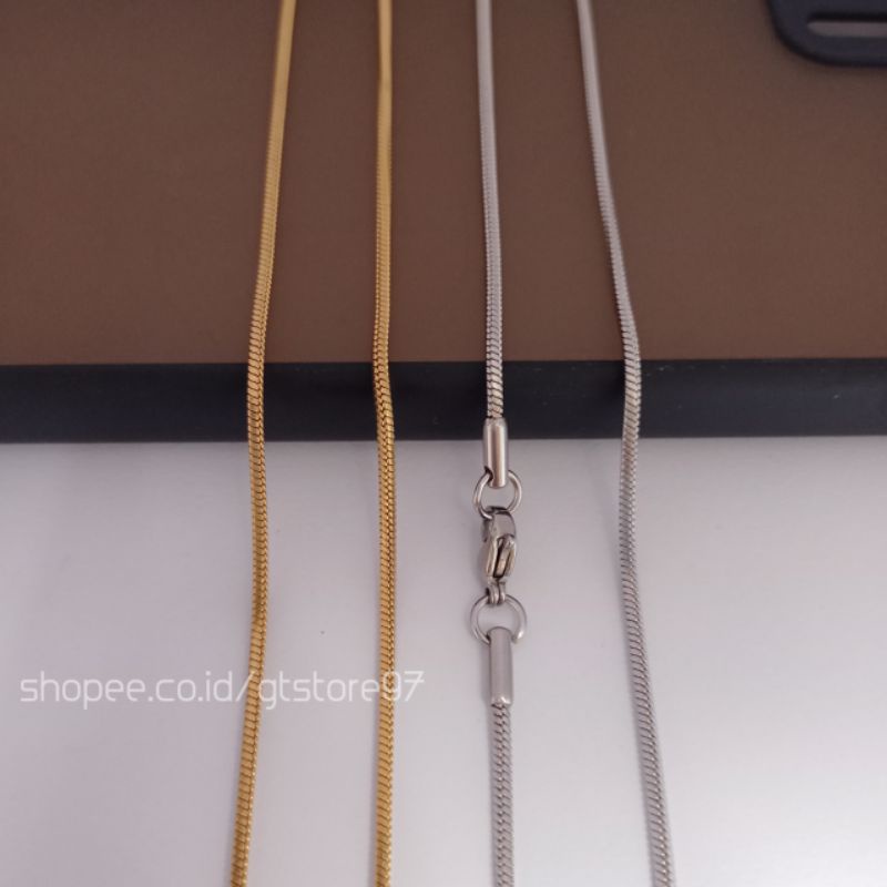 Kalung Pria Wanita Kalong Titanium Kotak Anti Karat Emas Kuning Silver Perak Gold Emas Titanium Asli