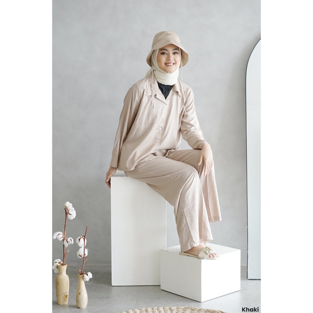 [FREE BUCKET HAT] Marina Longsleeve Set Rayon Premium pakaian wanita set