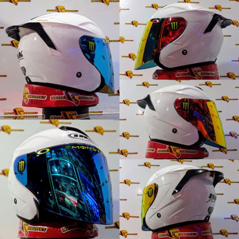 Jual HELM INK DYNAMIC WHITE PUTIH POLOS PAKET GANTENG VISOR VENOM SPOILER 100 ORIGINAL