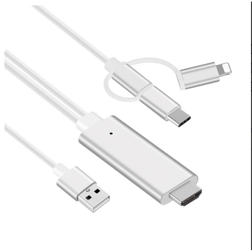 Kabel HDMI  Kabel Vga Kabel Hp ke Leptop 3 in 1 Micro Usb Type C Lightning HDTV Cable Android  Tablet Screen Mirroring