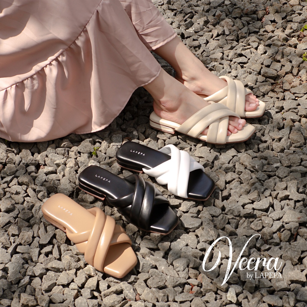 AVLINSTORE - tipe VEERA Sandal Kondangan Wanita Hak Tinggi 2cm Model Silang Slip On Kekinian