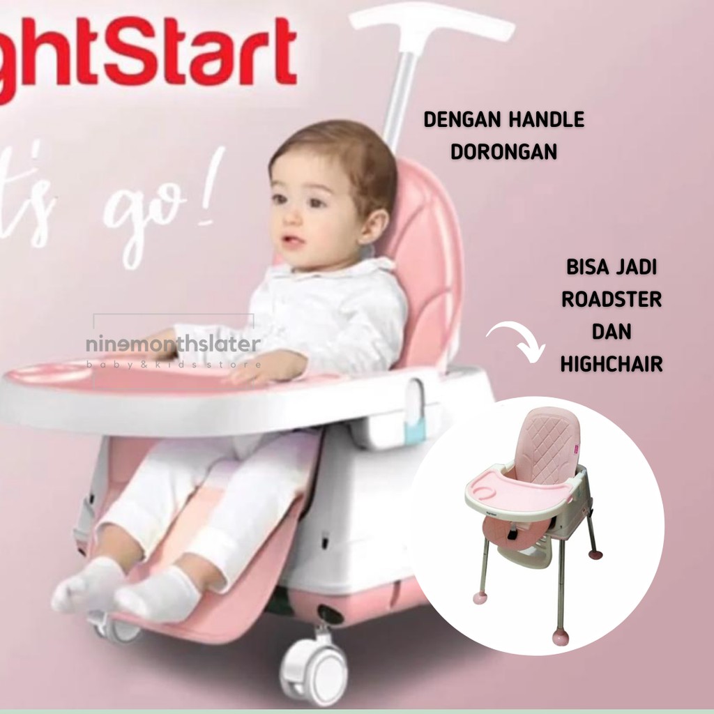 Right Start Lets Go Handle 4 in 1 High Chair 2379 Kursi Makan Bayi Baby Chair Multifunction Roadster