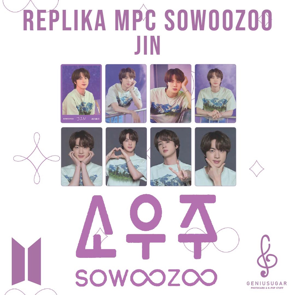 [REPLIKA BTS] PHOTOCARD MPC SOWOOZOO JIN SEOKJIN UNOFFICIAL