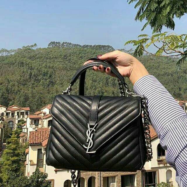 Tas ysl college black silver hardware high quality. Ori leather. Lovee