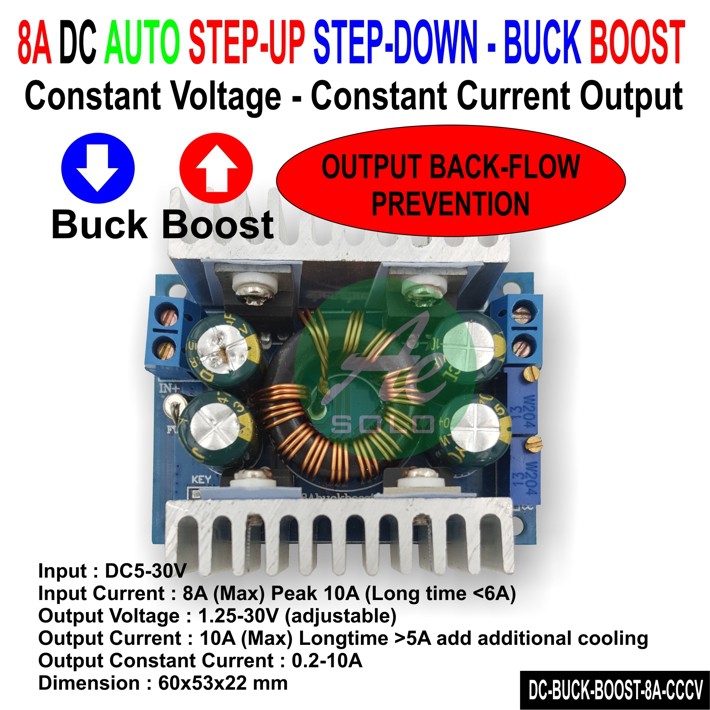 Auto Step Down Step Up 8A Buck Boost Module Stabilizer Tegangan DC