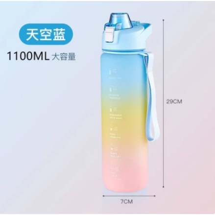 Terbaru Botol Minum Motivasi 1 liter Tutup Flip /Botol Minum Pastel 1 liter Drink Reminder/Botol Import