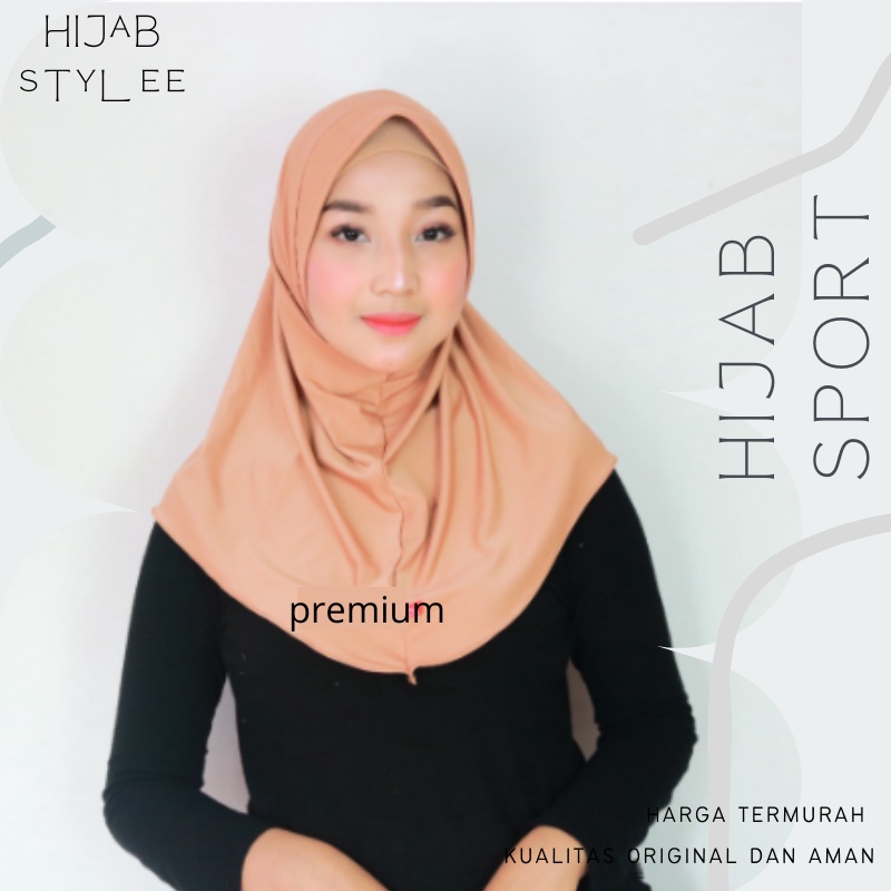 Kerudung Khimar Instan Hijab Sporty pet bahan Jersey Olahraga Volly Basket Futsal No Label Termurah