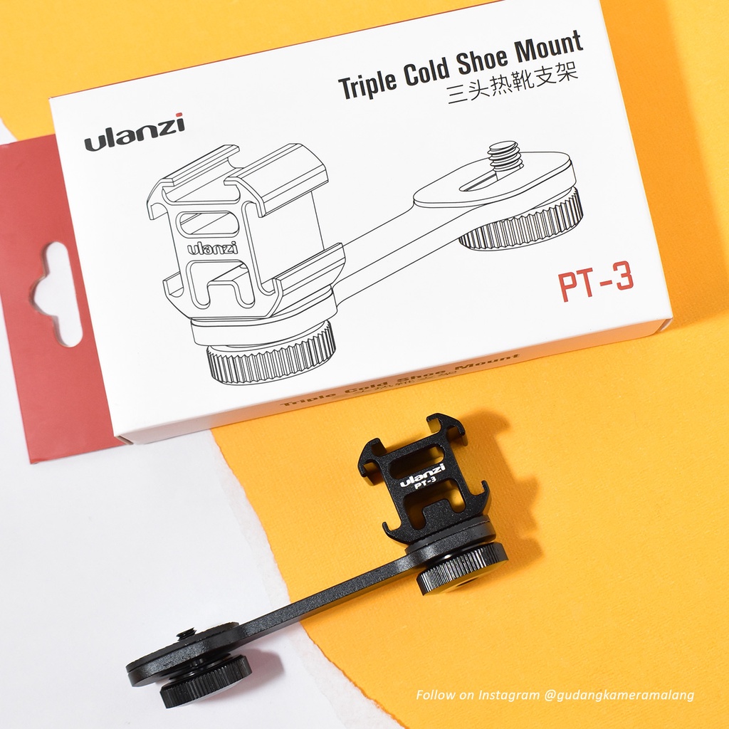 Ulanzi PT 3 Triple Cold Shoe Mount Extension Bracket Metal Plate
