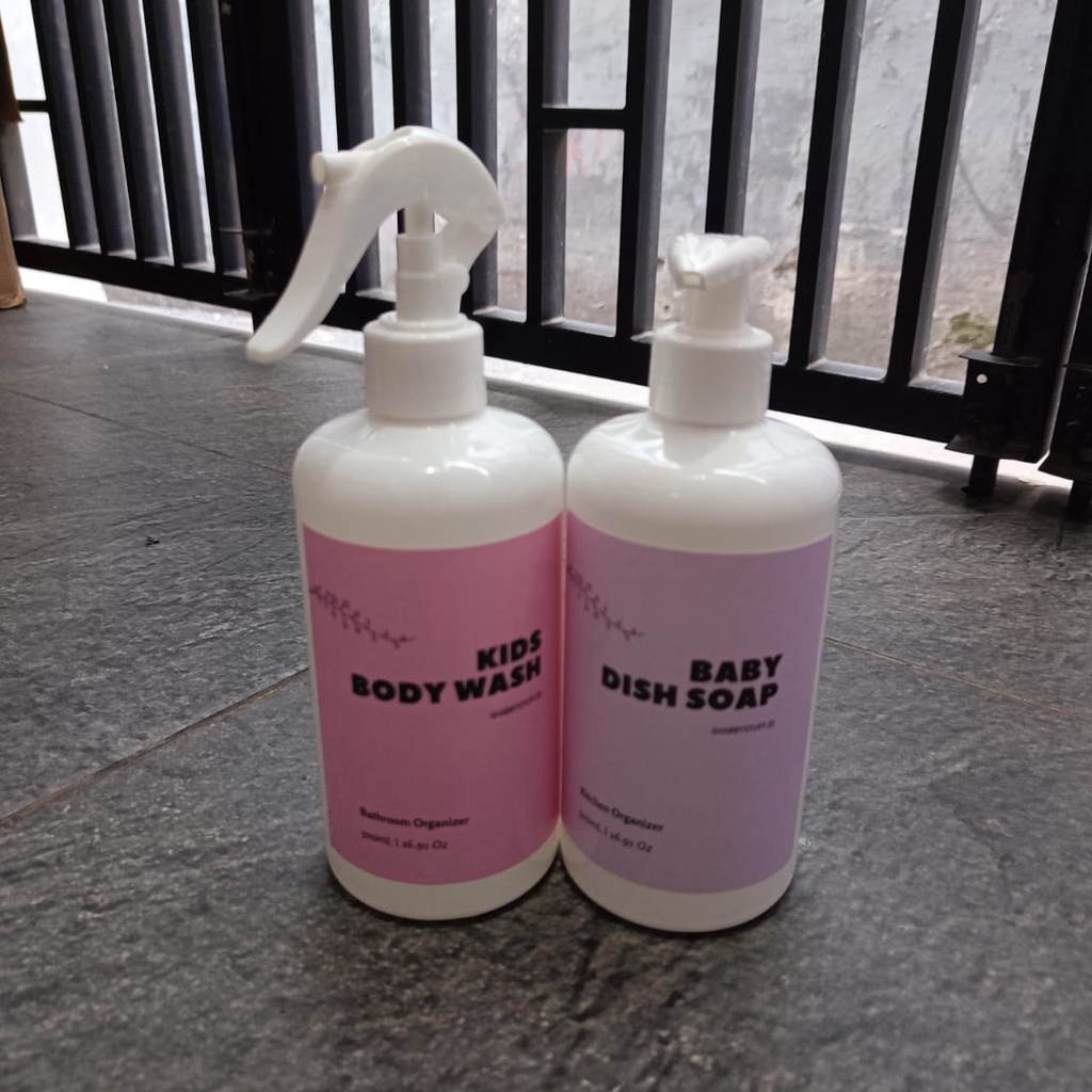 WHIT-203 Refill Bottle Botol Pump PUTIH UNGU Pastel Minimalis Aesthetic Botol Sabun Mandi Cuci Piring Dapur 500 ml