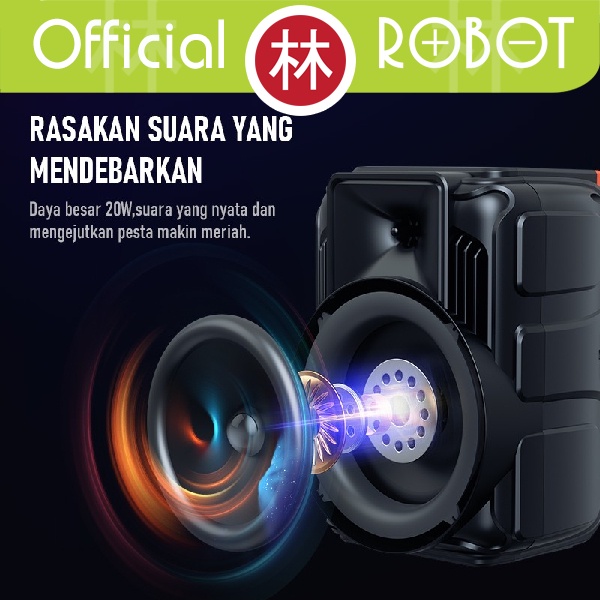 ROBOT RB500 Speaker Karaoke Bluetooth 5.0 Audio Wireless Super Bass