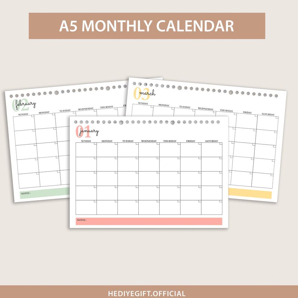 

[PRODUK R0TWQ] A5 Loose Leaf I Monthly Calendar WMP