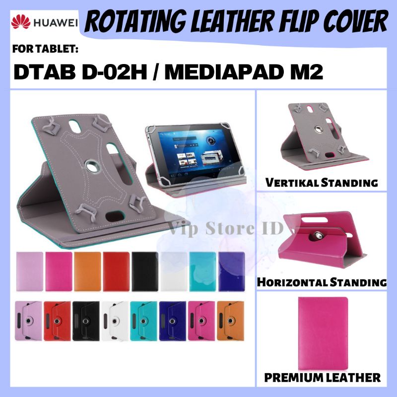 HUAWEI DTAB D TAB D-02H D02 MEDIAPAD M2 TABLET ROTATE FLIP BOOK COVER CASE CASING SARUNG KESING FLIP