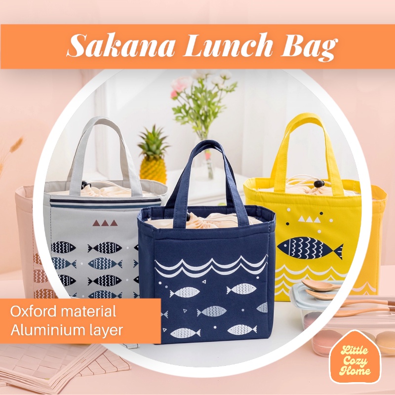 SAKANA LUNCH BAG / Tas Bekal Makanan Anti Air Motif Ikan Ala Jepang / Cooler Bag Lunch Box Aluminium Foil