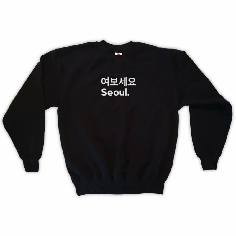 S - XXXXXL(6XL) Crewneck HELLO SEOUL Hangeul Hangul BIGSIZE Sweater Oblong Jumbo OVERSIZE Unisex