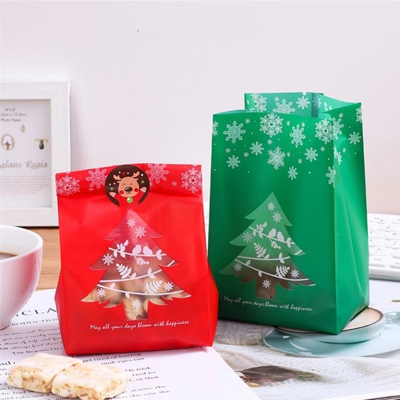 50pcs Kantong Hadiah Desain Snowflake Untuk Dekorasi Pohon Natal / Tahun Baru