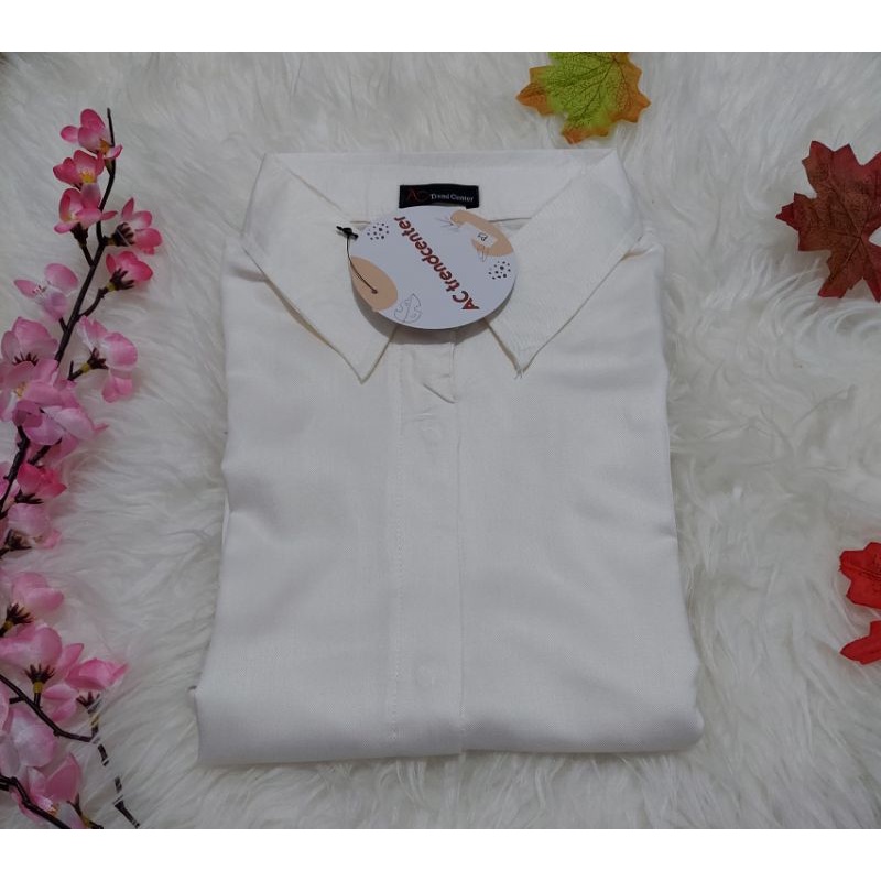 Baju Kemeja Wanita | Kemeja Cewek Lengan Panjang | Kemeja Premium | Kemeja Katun Wanita-Broken White K02