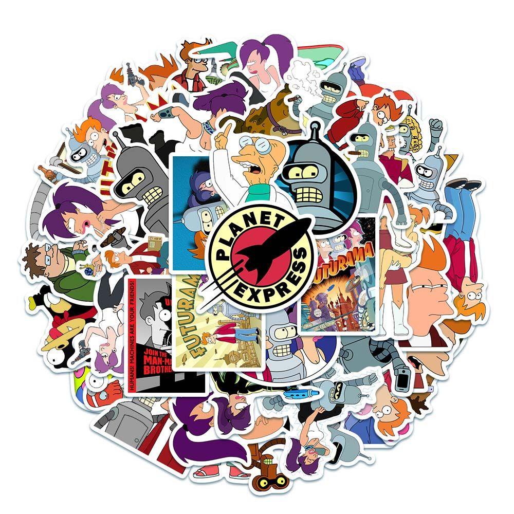 Agustina Terbang a Futurama Anime Decals Turanga Leela 50pcs/pack Scrapbooking Gitar Koper Graffiti Stiker Aloa Mars Stationery Sticker Anime Stiker