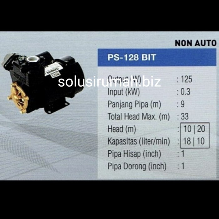mesin pompa air shimizu ps 128 bit non otomatis dangkal ps-128 128bit