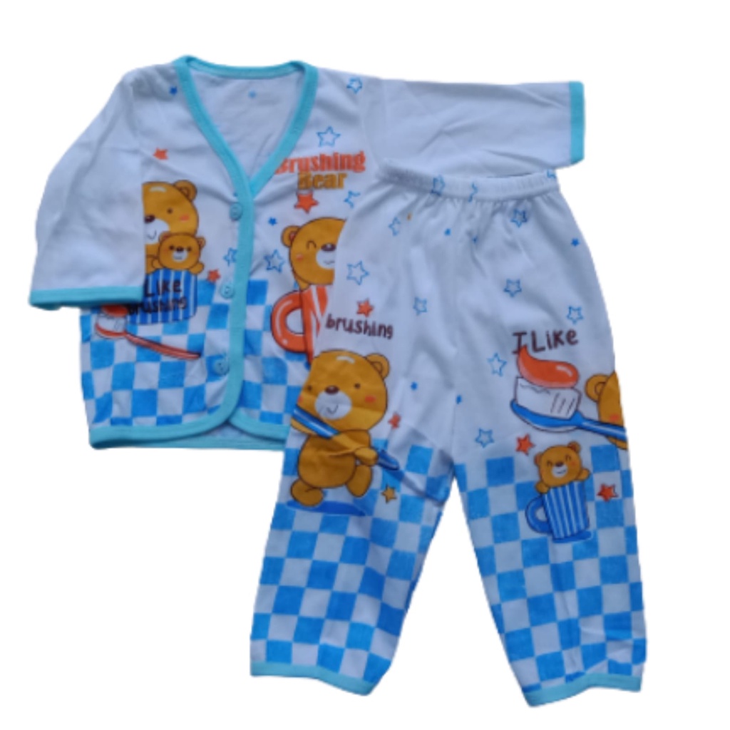 BAJU BAYI LENGAN PANJANG BRUSHING BEAR///ONE SET BAJU BAYI LENGAN PANJANG