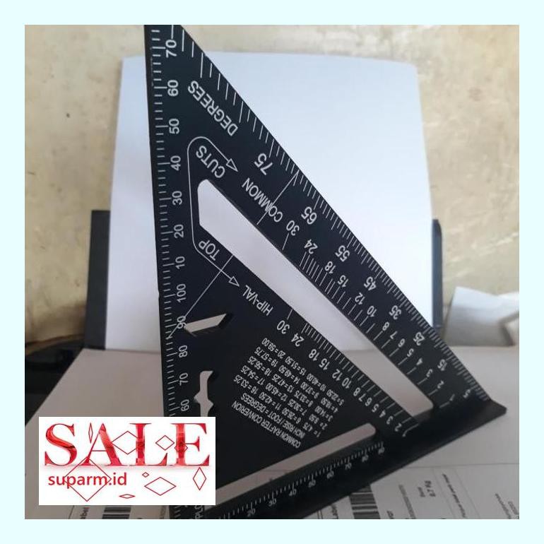 

0Sunsa0S Speed Square 7" Black Penggaris Siku Tukang Segitiga Multi Fungsi 50Skunpk