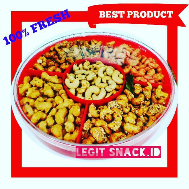 

Kacang Mede 5 Rasa / Kacang Mete Toples Sekat 5 Lima Rasa Mix Campur / Parsel Lebaran