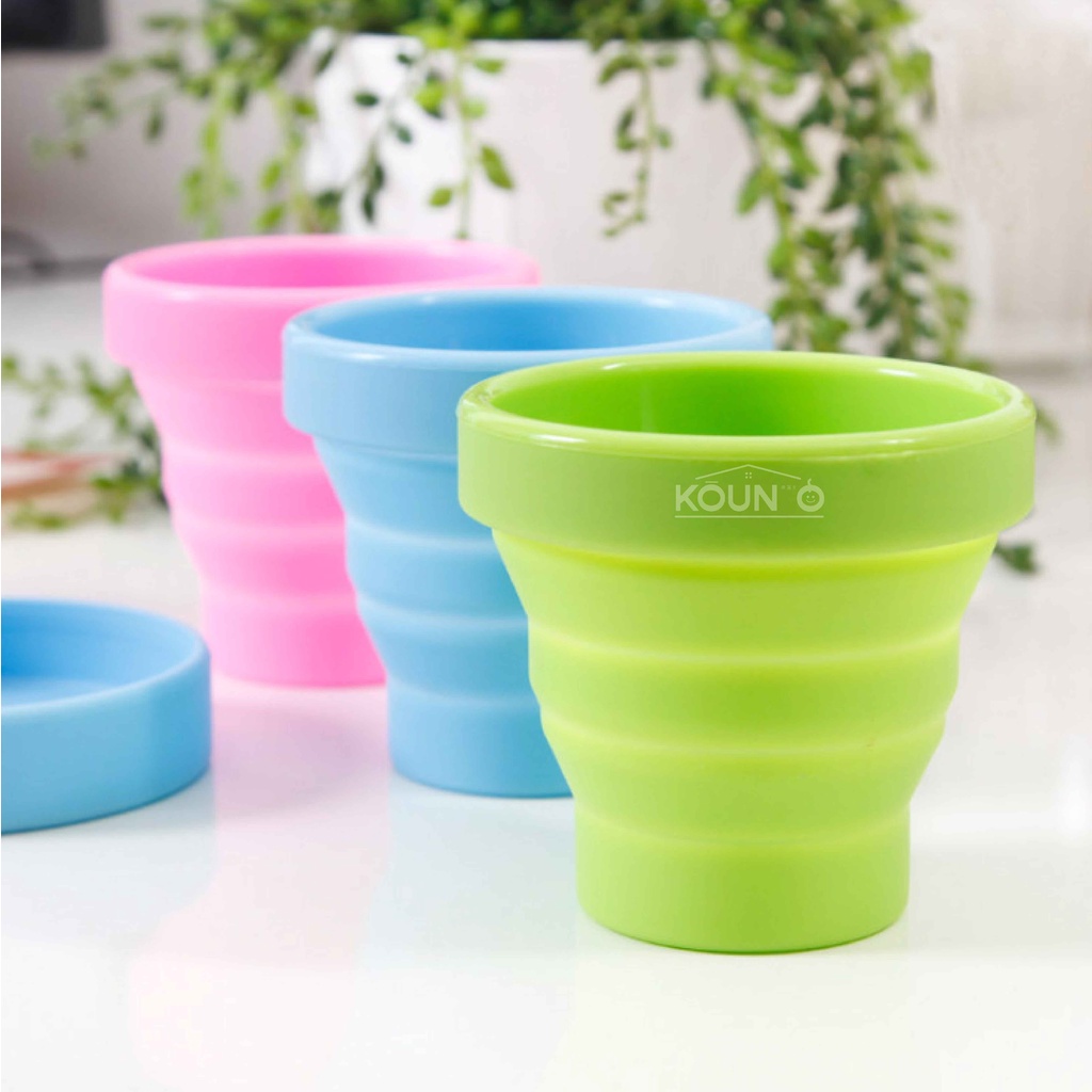 Cangkir Gelas Lipat Tarik Wadah Tempat Minum Silikon Anti Pecah Portable Travel Silicone Folding Cup