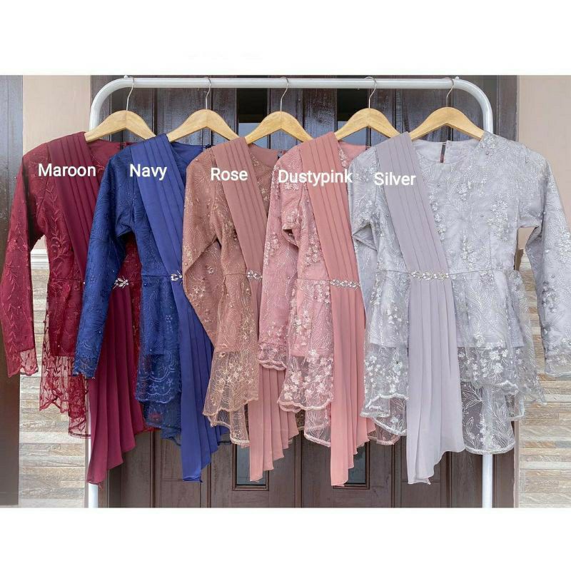 Atasan Kebaya / Blus Brokat Selendang Payet daun tile mutiara mix seruti Babydoll