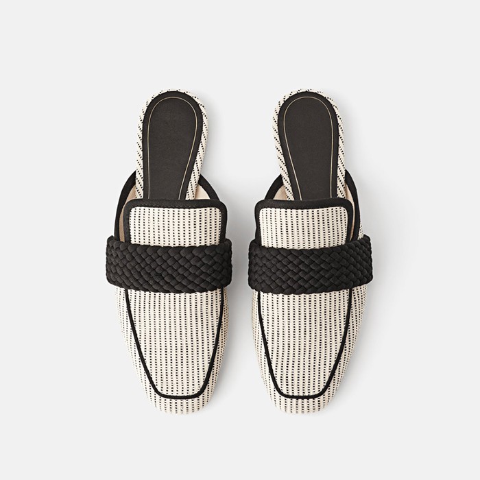 Sandal Wanita Import ZARA Mixed Mules With Stripe SS1668