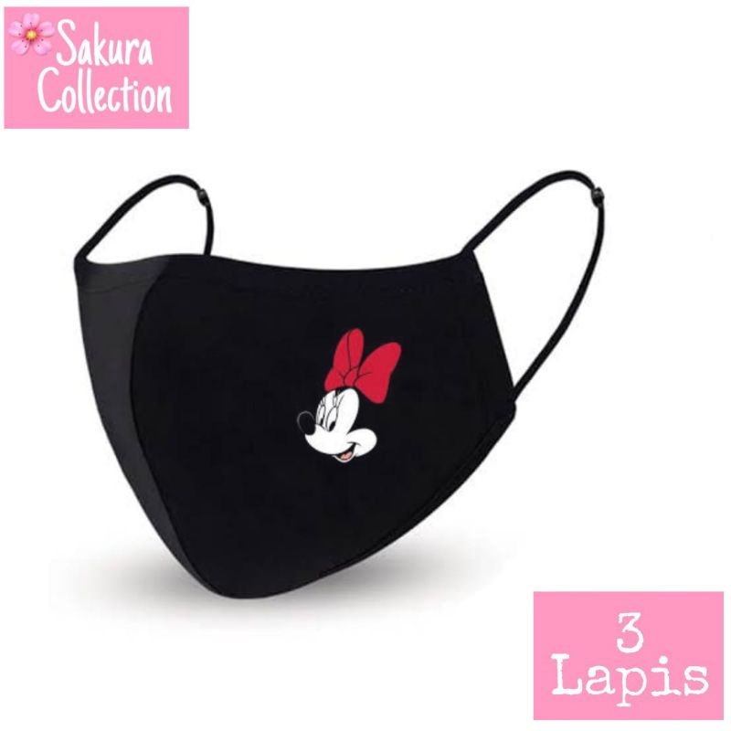 Masker Kain 3 Lapis - Mickey &amp; Minnie Mouse