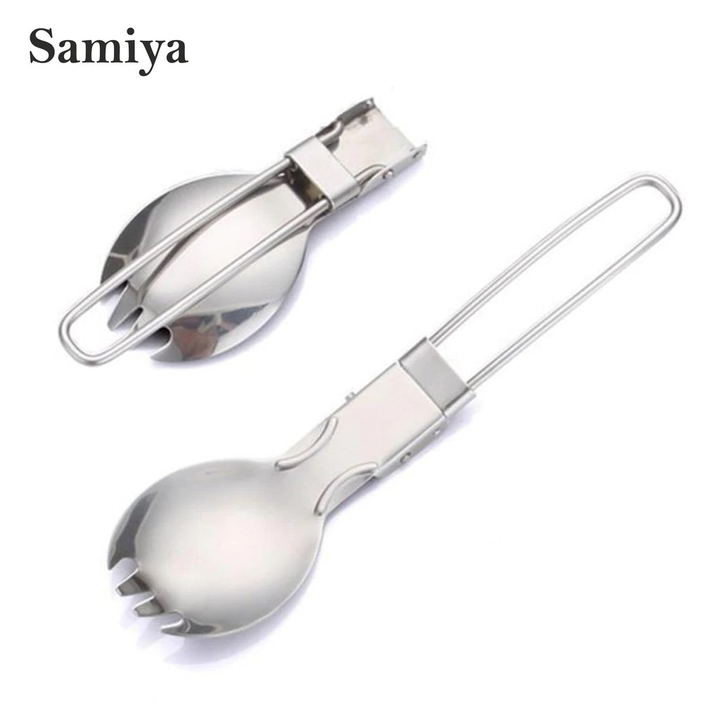 sendok garpu lipat stainless / stainless steel spoon tableware camp / sendok garpu portable camping