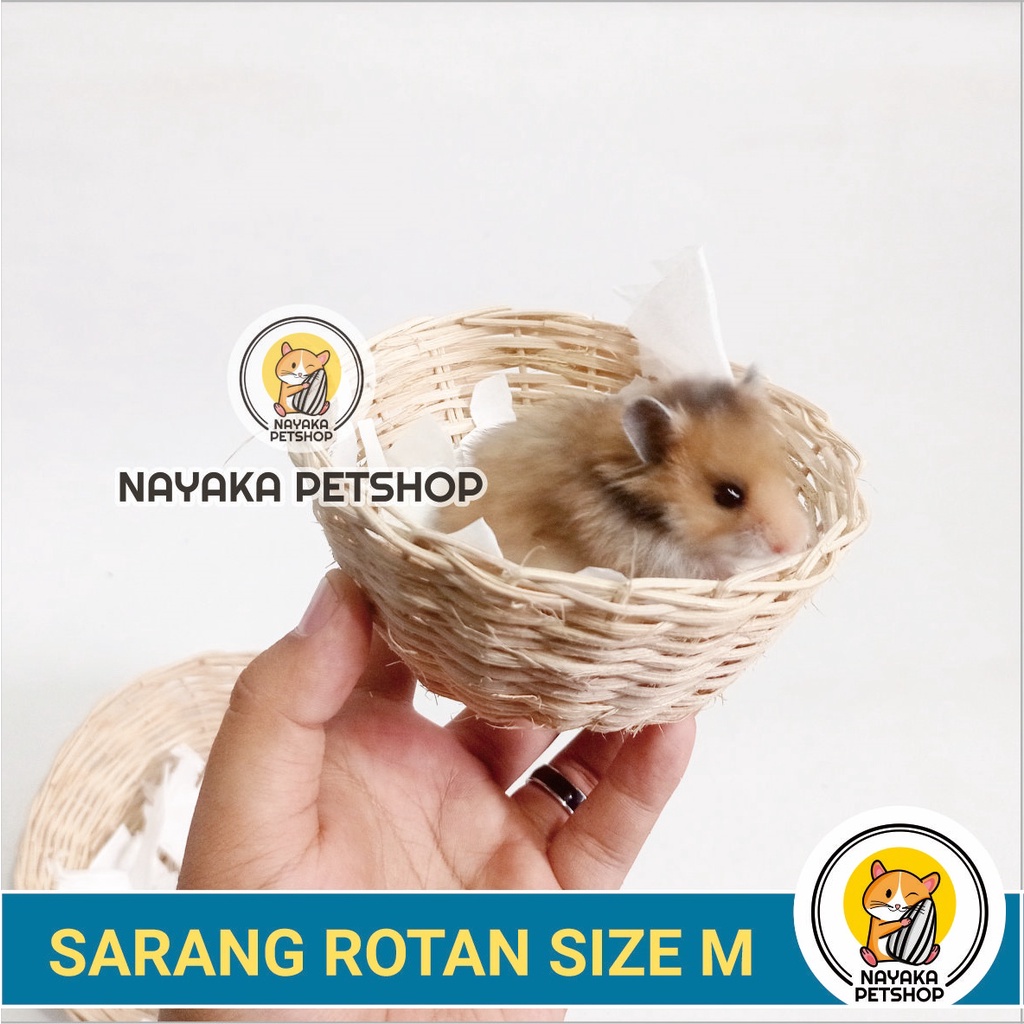 Size M Ranjang Kasur Hamster Ayaman Rotan Mini Bed Tempat Tidur Tupai