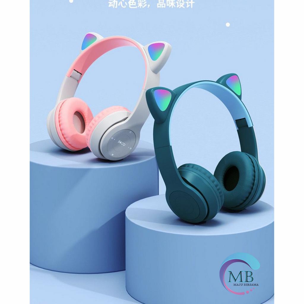 CAT EARS HEADSET headphone Hf bando telinga kucing P47m LED BANDO BLUETOOTH wireles RGB GAME HEADSET G-P47M LED WIRELESS super BASS MB4823