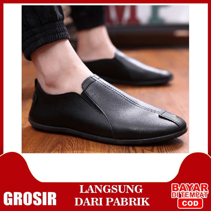 Sepatu Pria Pantofel Formal Slip On Kulit Lentur Sepatu Kerja Pabrik Import Grosir KSP201