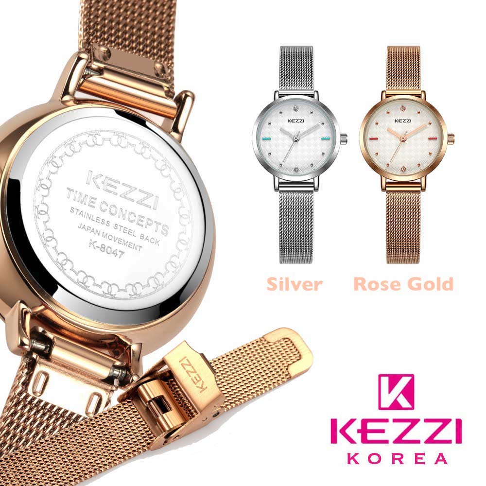 Kezzi Korea 8047 Rose Gold - Jam Tangan Fashion Wanita - Model Analog