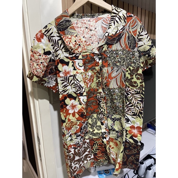 blouse atasan wanita batik warna hijau coklat Kemeja batik wanita katun stretch modis lucu keren len