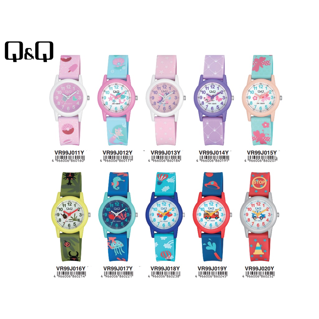 Jam Tangan Anak Colorful Motif Lucu Rubber Analog Original Q&amp;Q QNQ QQ VR99 VR99J series
