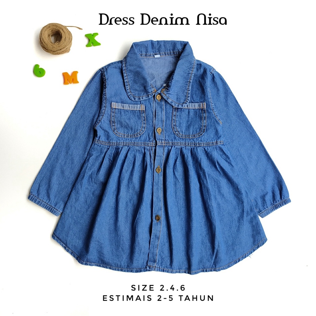 2-5 Thn Dress Denim Lengan Panjang Cewek 2 5 Tahun