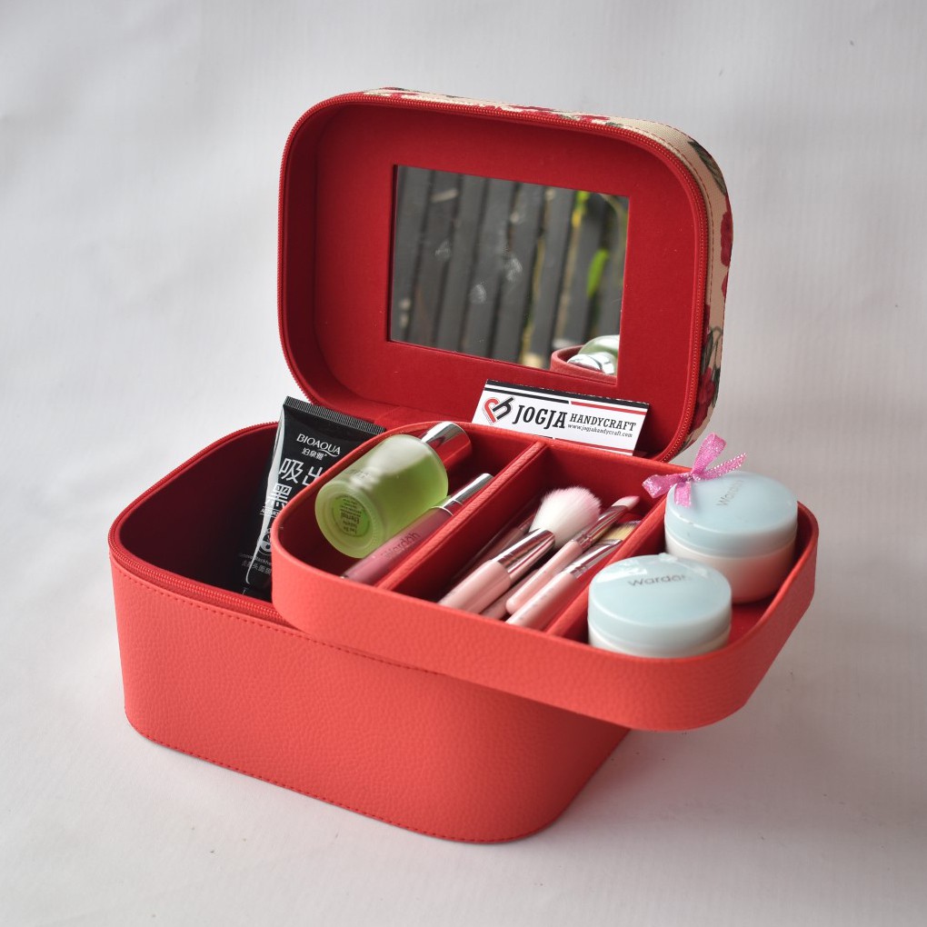 Red Flower Tempat Make up Cantik / Tas Kosmetik / Beautycase / Cosmetic Pouch