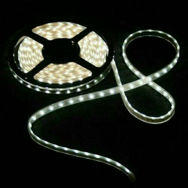 1ROLL 5METER LED STRIP PUTIH AKI 12V SMD 2835 / 2538 IP44 OUTDOR + PEREKAT LAMPU LED HIAS DEKORASI