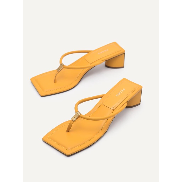SANDAL HEEL PEDRO WANITA ORIGINAL HEELS BRANDED KULIT ASLI KUNING PW065